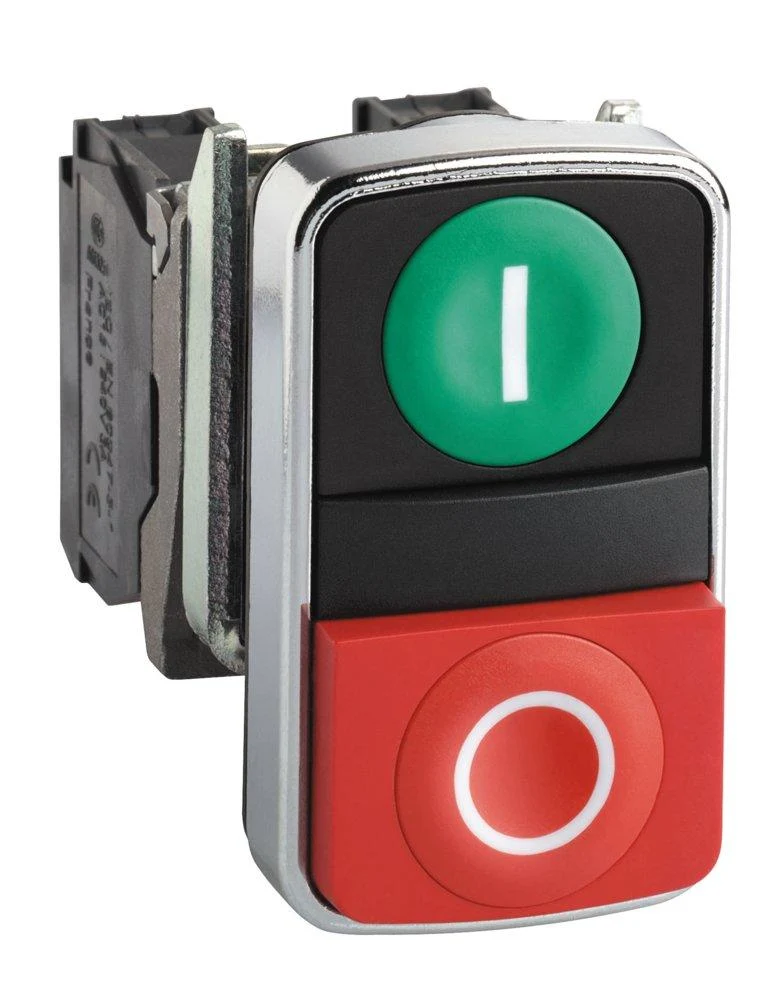 PUSHBUTTON DOUBLE OPERATOR 10A 600VAC I & O GREEN/RED