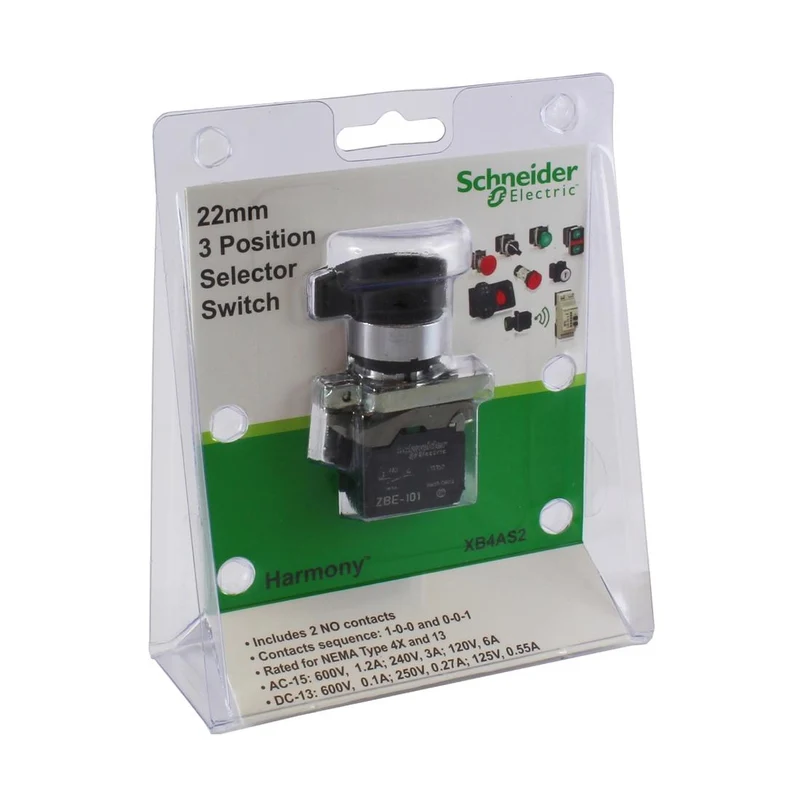 SWITCH SELECTOR 3 POSITION WITH 2 NO CONTACT