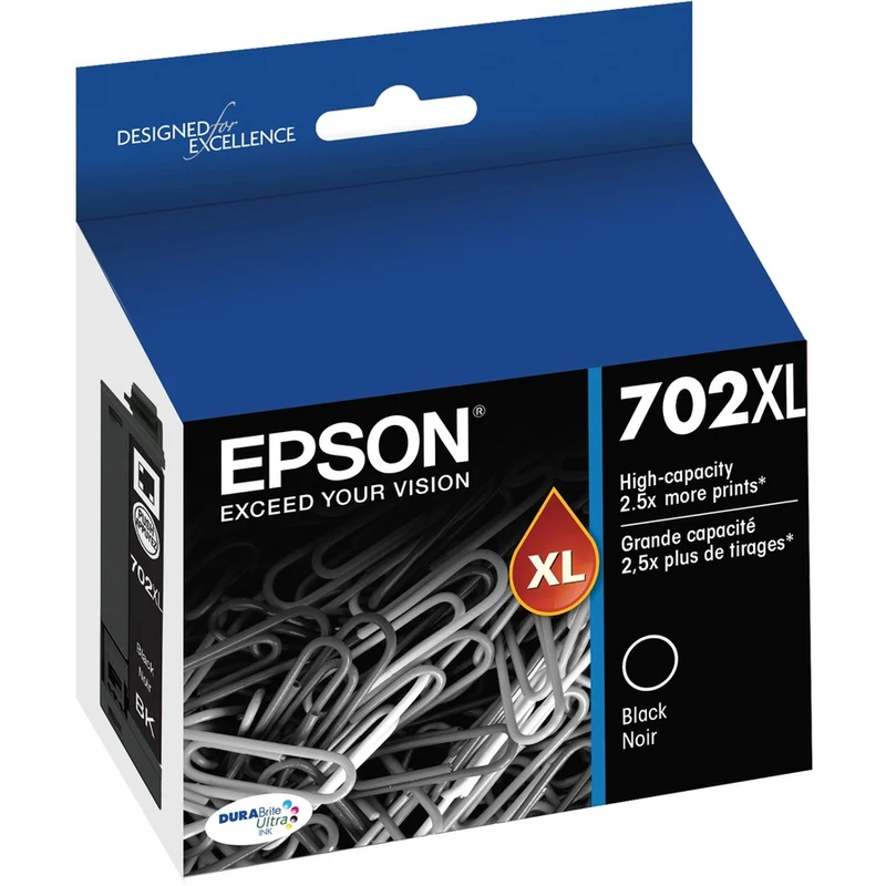 Cartouche d'encre à jet d'encre haute capacité d'origine Epson DURABrite Ultra T702XL - Noir - 1 unité T702XL120-S