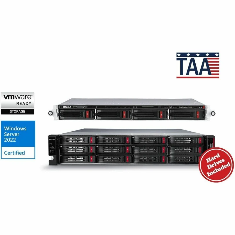 BUFFALO TeraStation 51220 Stockage NAS en rack professionnel à 12 baies de 80 To (4 x 20 To) Disques durs inclus TS51220RH8004