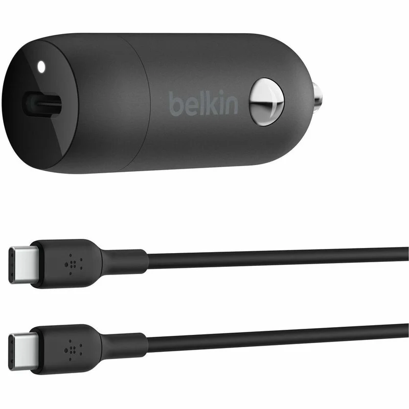 Chargeur de voiture USB-C Belkin BoostCharge 30 W + câble USB-C vers USB-C CCA004BT1MBK-B6