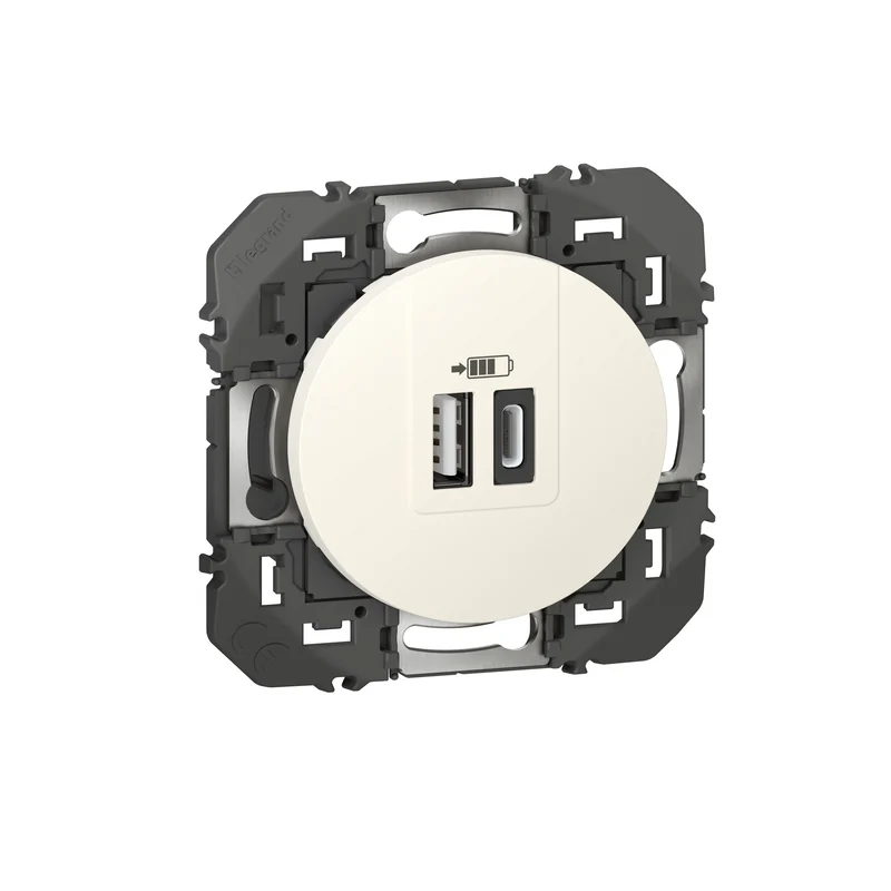 Double prise USB-A+C 3A 15W à composer - Dooxie - blanc - Legrand