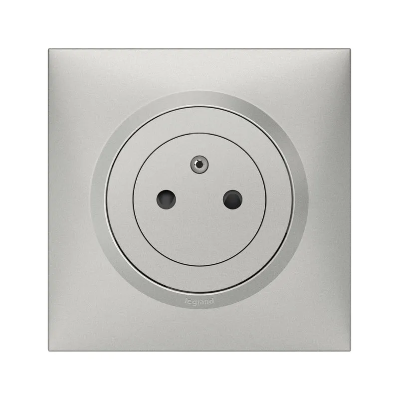 Prise carrée 2P+T 16A complète - Dooxie - aluminium - Legrand