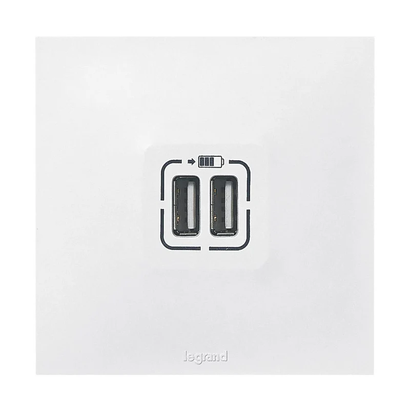 Double chargeur USB Type A 2,4A 12W - Neptune - blanc - Legrand