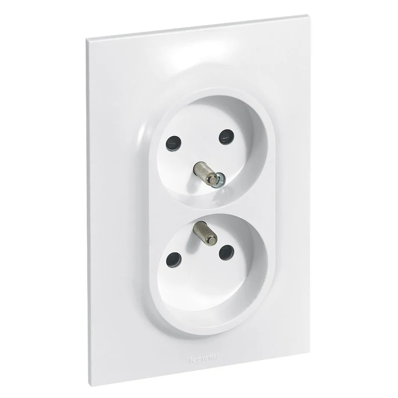 Double prise 2P+T 16A 1 poste précâblée complet - Neptune - blanc - Legrand