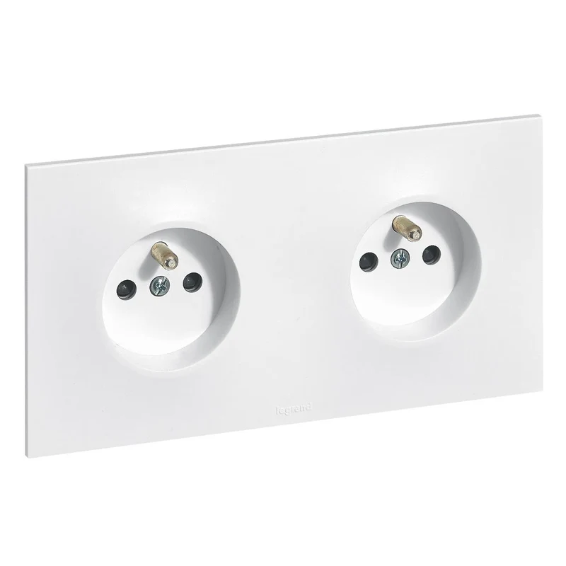 Double prise 2P+T 16A précâblée complet - Neptune - blanc - Legrand