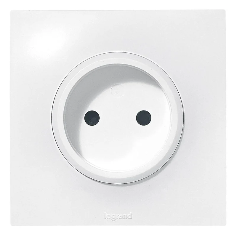 Prise de courant sans terre 2P 16A complet - Neptune - blanc - Legrand
