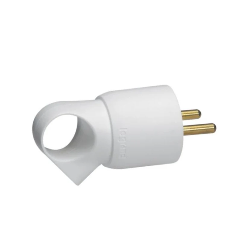 Fiche plastique Blanche 2P+T 16A à anneau avec étiquette avec Gencod - Legrand