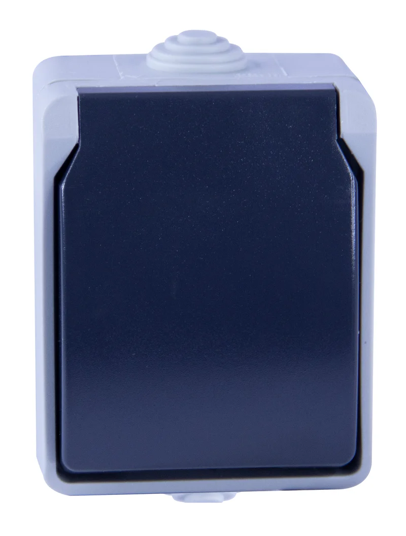 Prise 2P+T en saillie Aquatop IP54 - gris et blanc - Dio