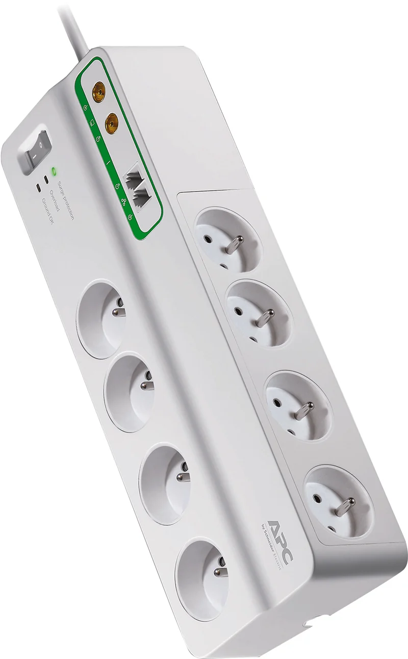 Bloc parafoudre 8 prises 2P+T + 2 prises tel/vidéo - Schneider