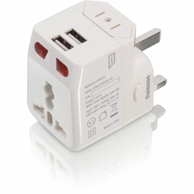 Adaptateur de voyage iStore World avec deux ports de chargement USB APK03206CAI