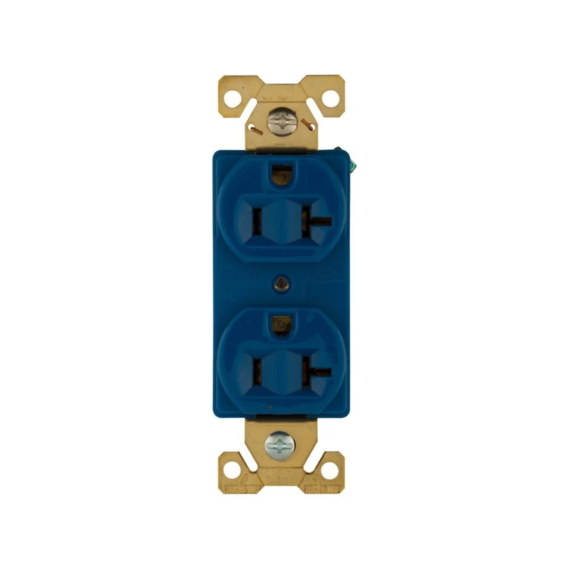 RECEPTACLE Duplex 20A 125V 2P3W Str B/SIDE WIRED BLUE