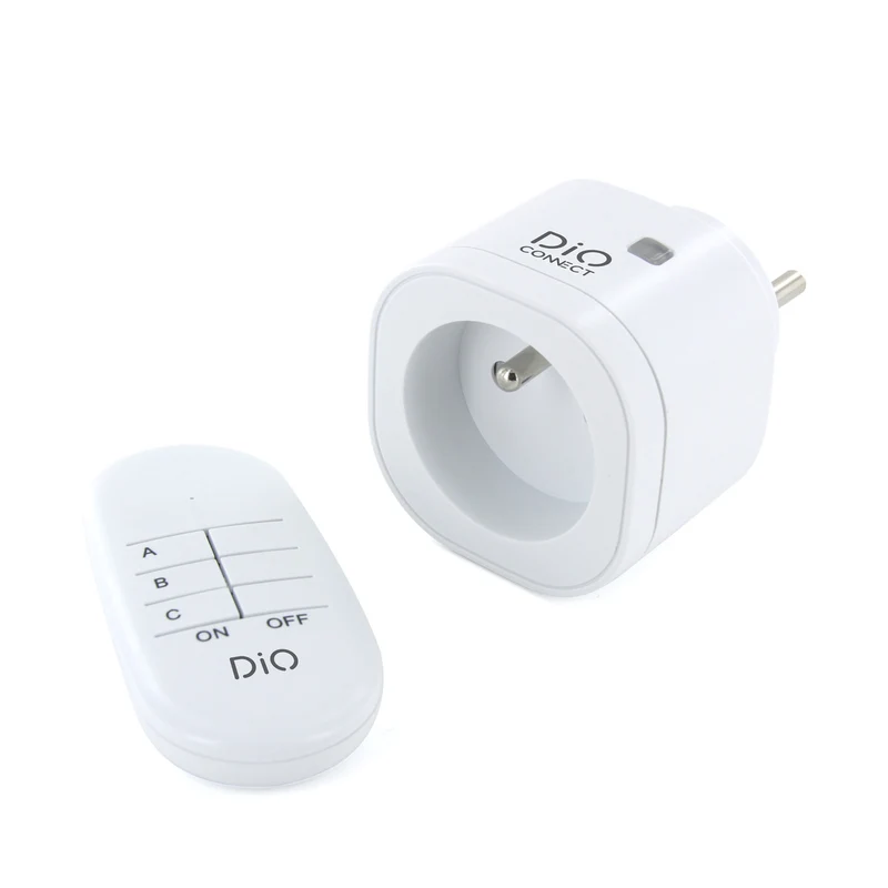 Prise connectée + télécommande - 3000W - 3 canaux - Blanc et Noir - DiO
