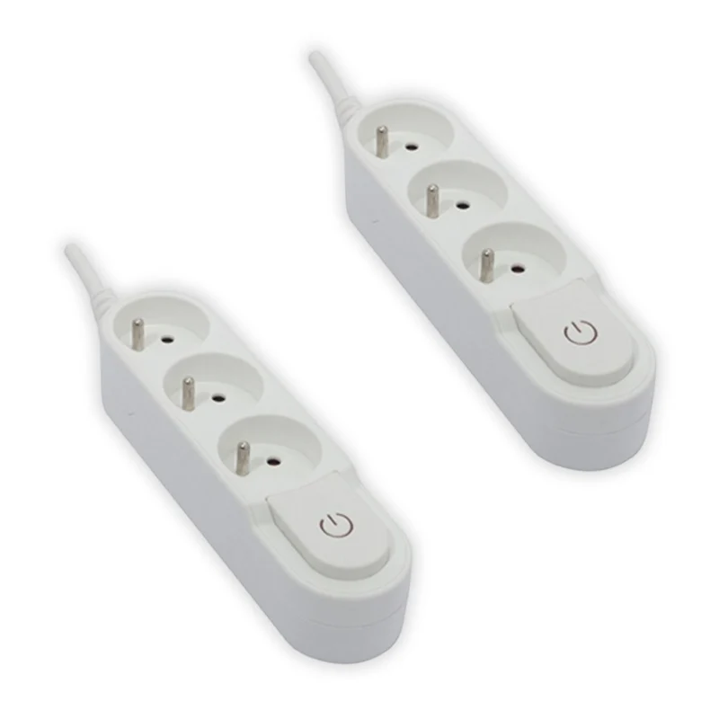 Lot de 2 blocs multiprises 3x16A - 3500W - câble H05VV-F 3x1,5mm² - 3m - Blanc - Chacon