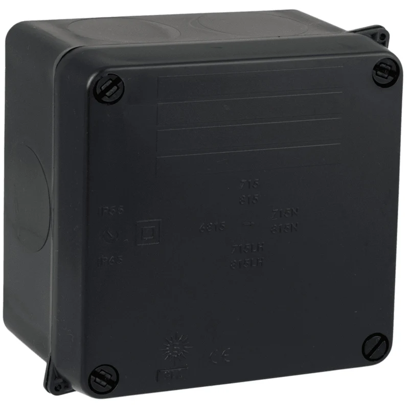Boîte de dérivation carrée Noire IP65 - 110 x 100 x 60 mm - Solera