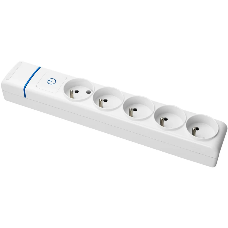 Multiprise Blanche interrupteur lumineux 5 prises 2P+T 16A - Solera