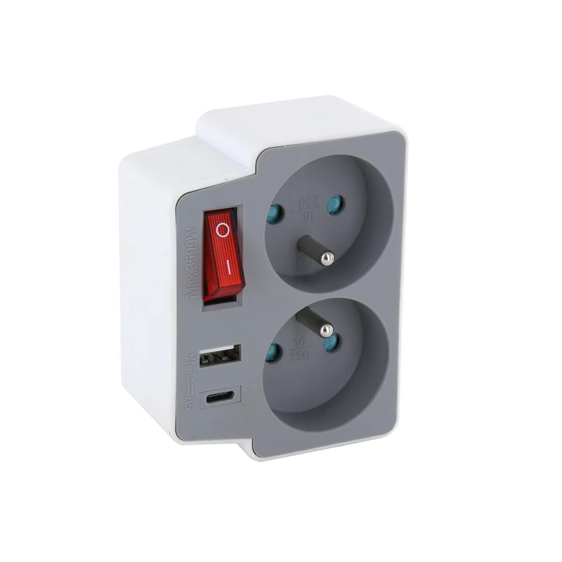 Domino 2x16A + USB-A/C + interrupteur - Chacon