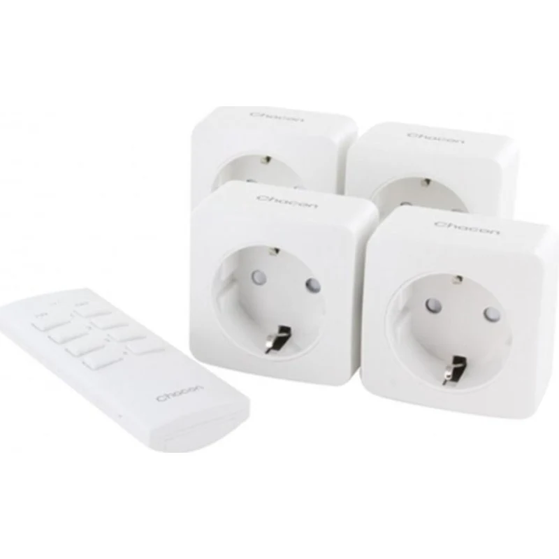 Set de 4 mini-prises télécommandées Schuko 2300W - Chacon