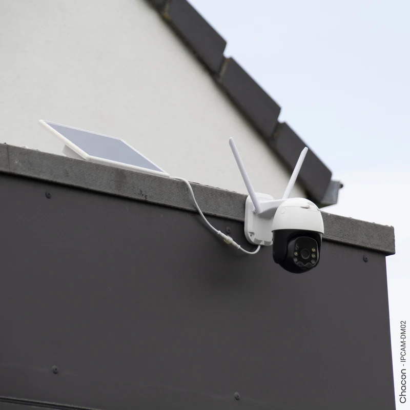 Caméra de surveillance extérieure Wi-Fi sans fil + panneau solaire 7,8W - IP65 - Chacon