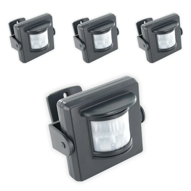 Lot de 4 détecteurs de mouvement IP64 - portée de transmission 50m - Noir - Chacon