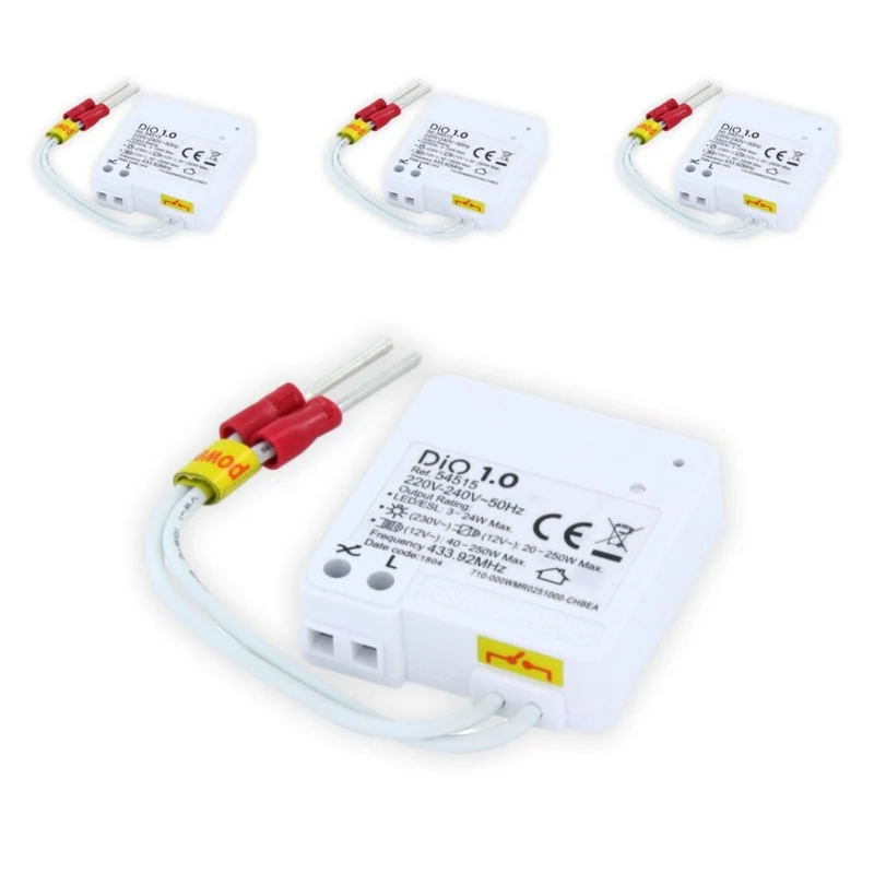 Lot de 4 micro modules interrupteur sans fil On/Off - 200W - Blanc - Chacon