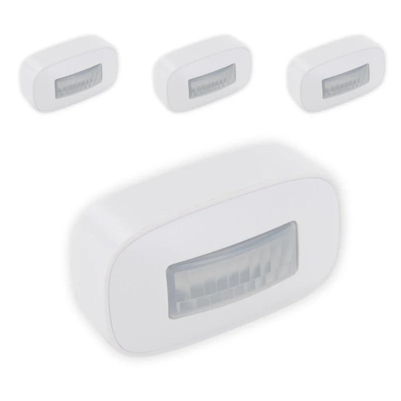 Lot de 4 minis détecteurs de mouvement sans fil - portée 10m - éclairage réglable - Blanc - Chacon