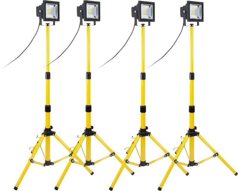 Lot de 4 Projecteurs LED 20W Jaune Chantier - IP65 - Zenitech