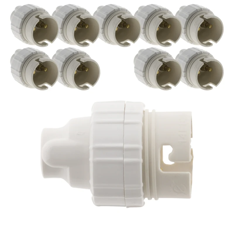 Lot de 10 douilles B22 Nylon simple bague - Blanc - Zenitech
