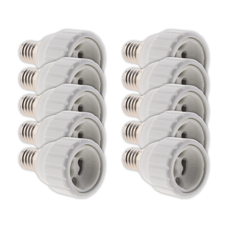Lot de 10 adaptateurs de douille E14 vers GU10 à visser - ignifuge - Blanc - Zenitech