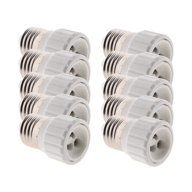 Lot de 10 adaptateurs de douille E27 vers GU10 à visser - Compatible LED - Blanc - Zenitech