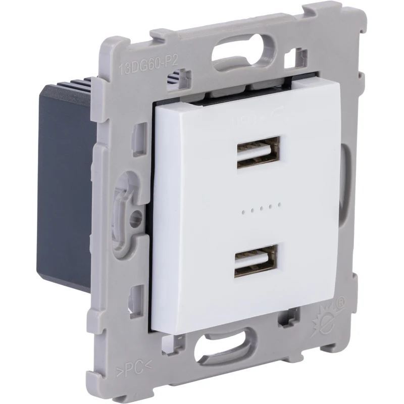 Prise encastrée de 2 USB A Kalya - Blanc - Zenitech