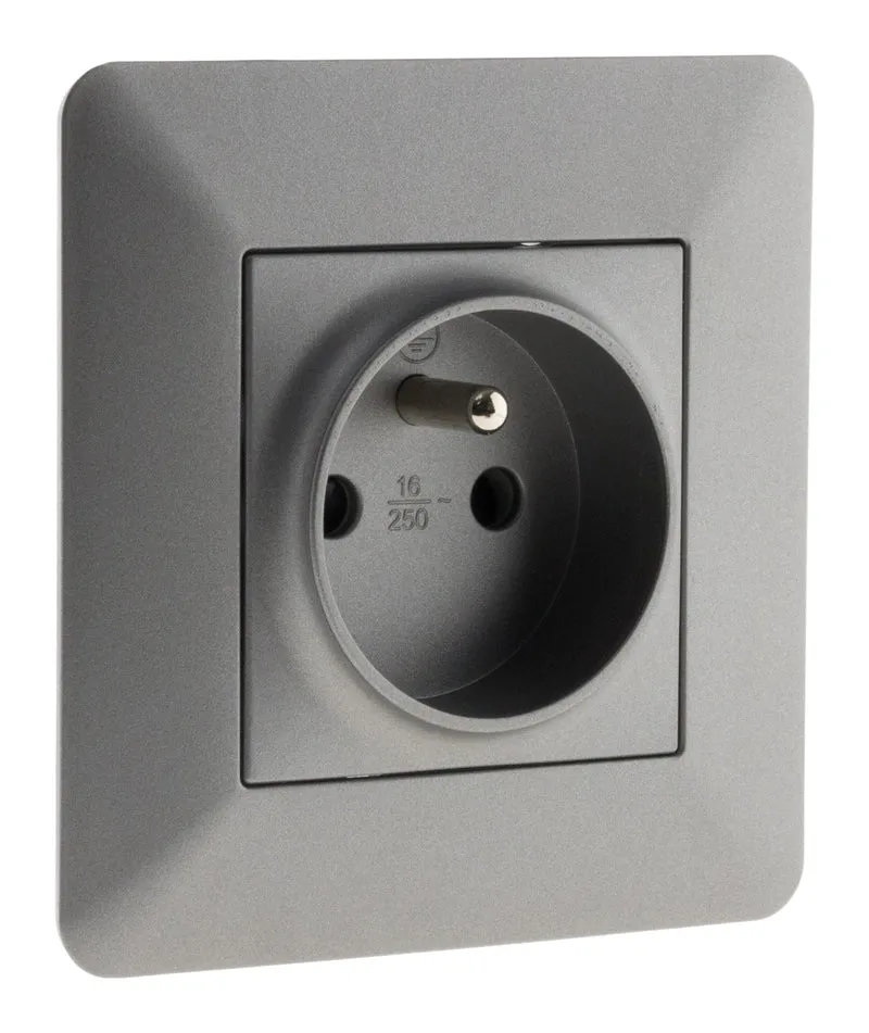Prise Artezo 2P+T 16A 250V titanium - Zenitech