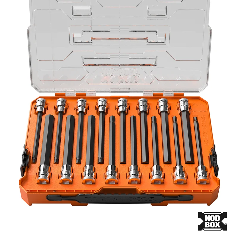 HEX BIT SOCKET SET LONG SHAFT, SAE AND METRIC, 16-PIECE