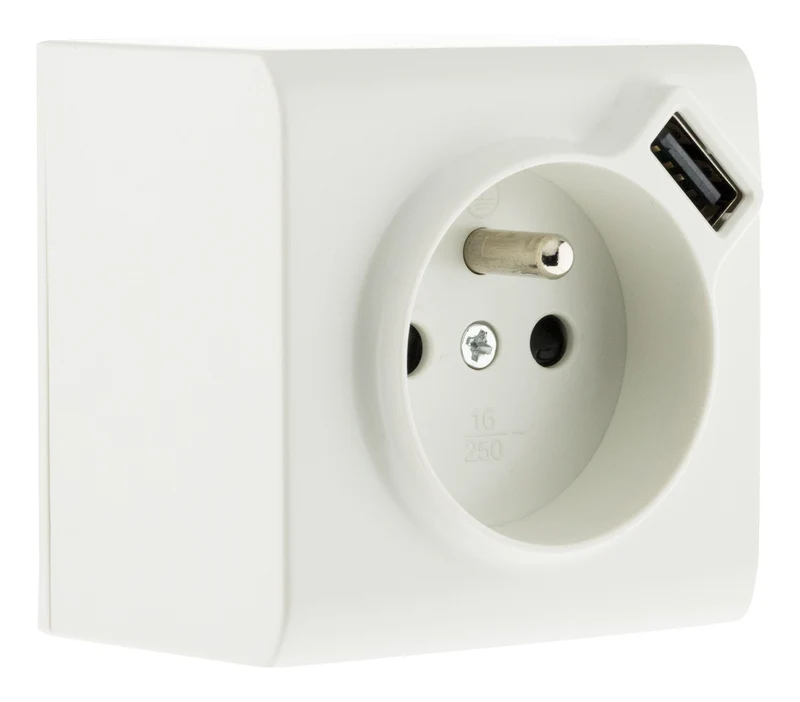 Prise 2P+T et USB en saillie - blanc - Zenitech