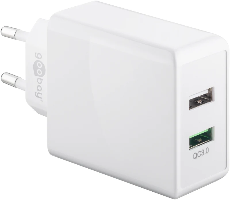 Double chargeur rapide USB-A QC3,0 28W - Goobay