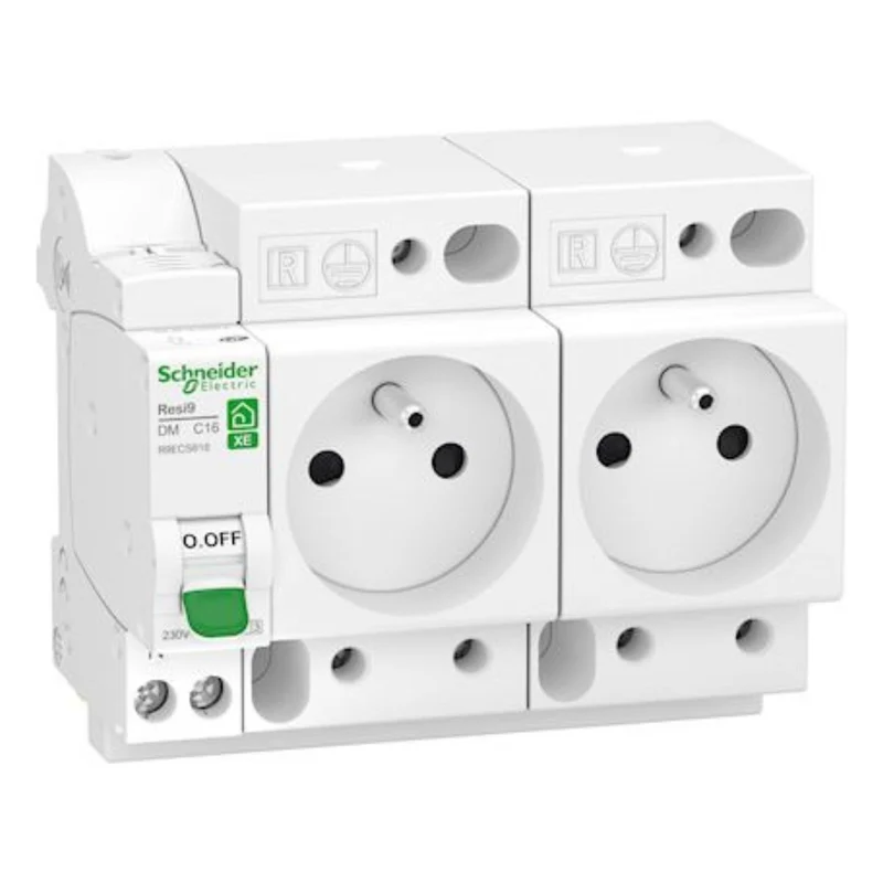 Disjoncteur + 2 prises de courant 1P+N (16A) XE - Schneider