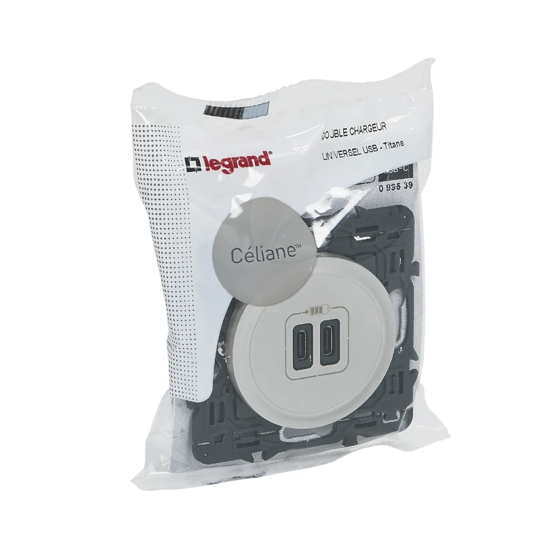 Double chargeur USB Type C 3A 15W à composer Céliane - Legrand