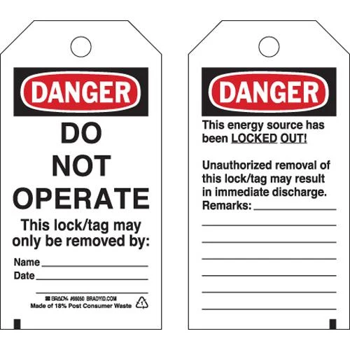 TAG CARDSTOCK 5.75X3" "DANGER DO NOT OPERATE" 25/PKG
