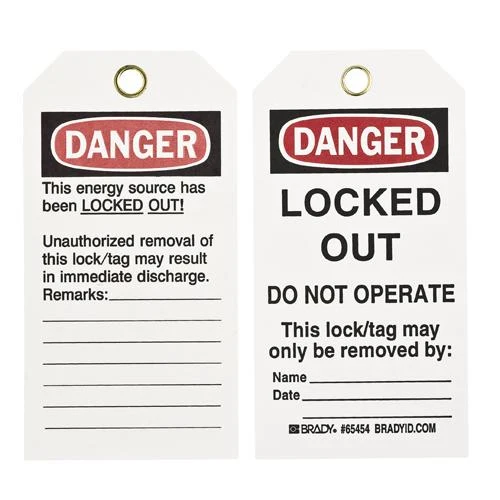 TAG CARDSTOCK 5.75X3" "DANGER LOCKED OUT" 25/PKG