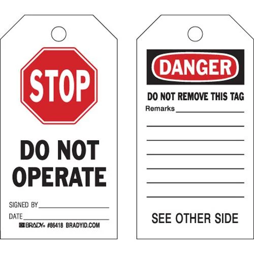 TAG POLYESTER 5.75X3" "STOP DO NOT OPERATE" 10/PKG