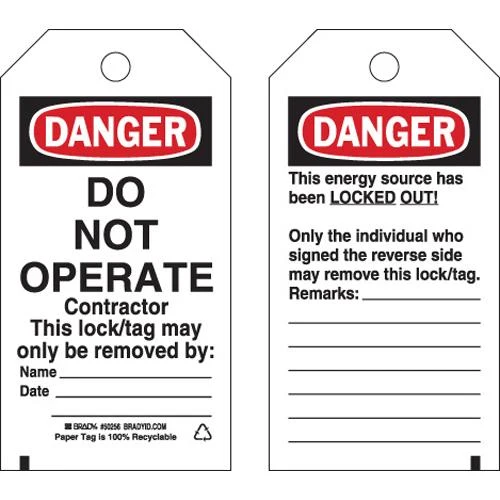 TAG CARDSTOCK 5.75X3" "DANGER DO NOT OPERATE" 25/PKG