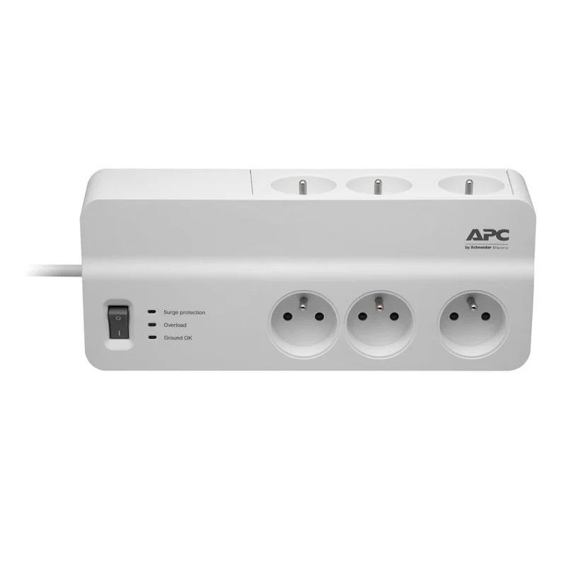 Bloc parafoudre 6 prises 2P+T (2300W) - Blanc - Schneider