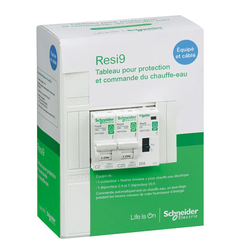 Tableau chauffe-eau équipé 8 modules - Schneider