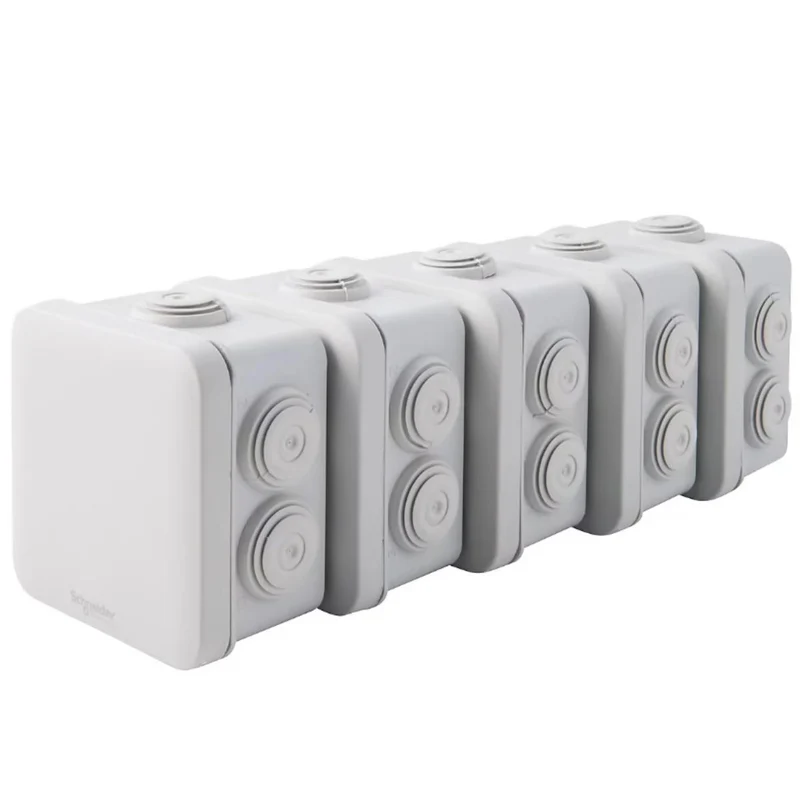 Lot de 5 boîtes dérivation étanche IP55 80x80x45 mm Grises - Schneider