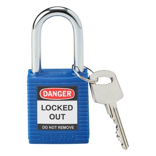SAFETY PADLOCK STEEL 1-1/2" SHACKLE KEYED DIFFERENT BLUE