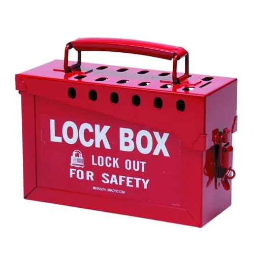 LOCK BOX PORTABLE METAL 13 LOCKS CAPACITY RED
