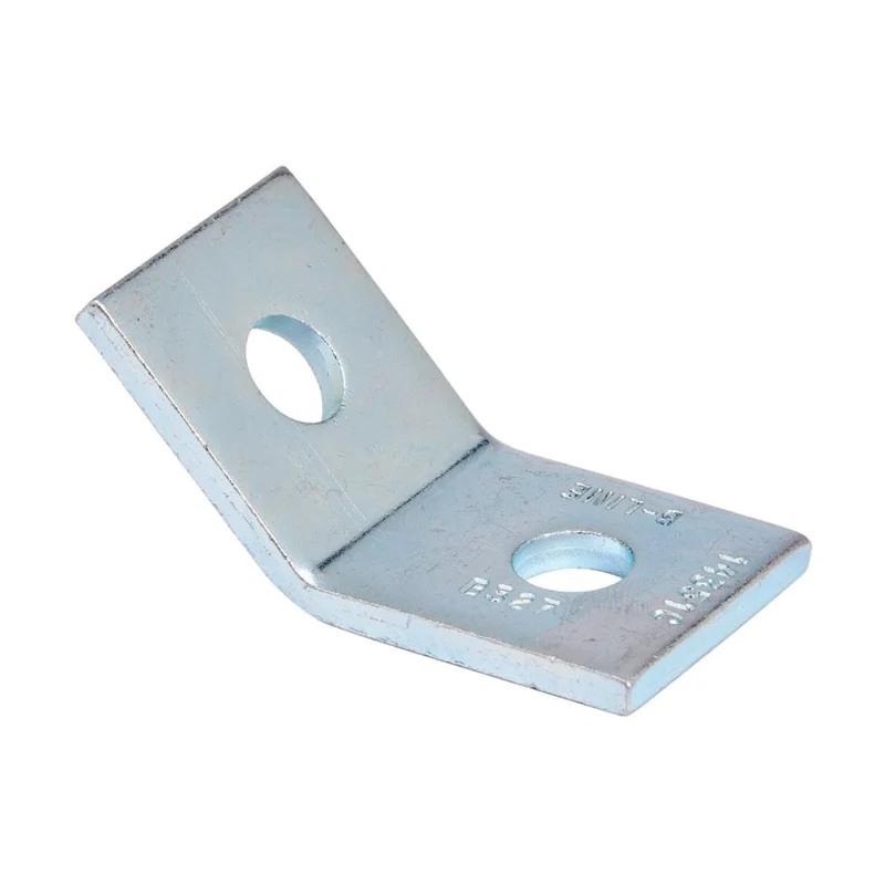 FITTING CHANNEL 45D OPEN 1-5/8X1-3/4" 2-HOLE ZINC PLATED