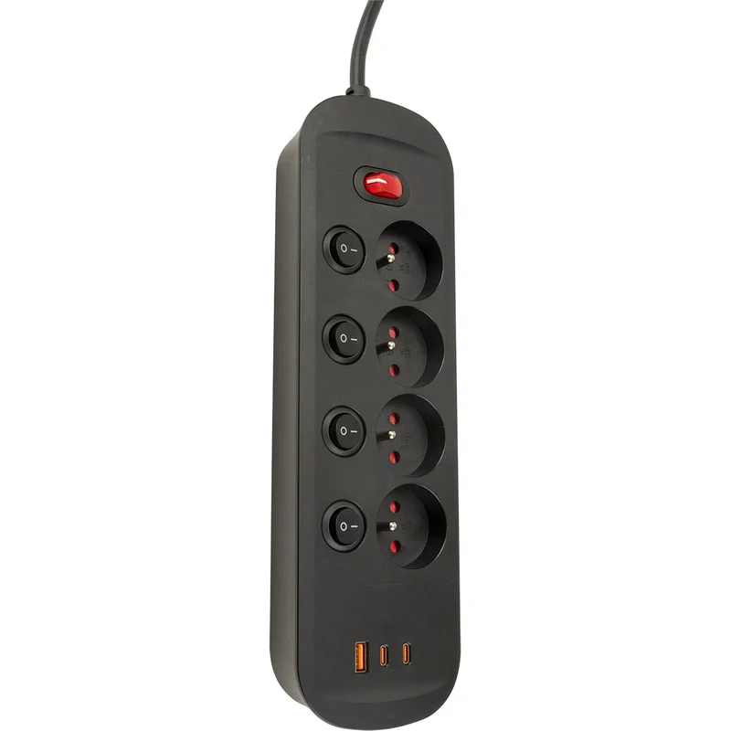 Bloc multiprise 16A + interrupteurs + USB-C 1,4m - Watt and Co