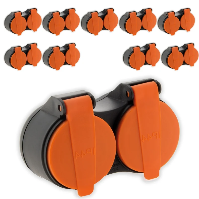 Lot de 10 bliplites pour extérieur étanche IP44 2P+T avec accroche - Orange - Zenitech