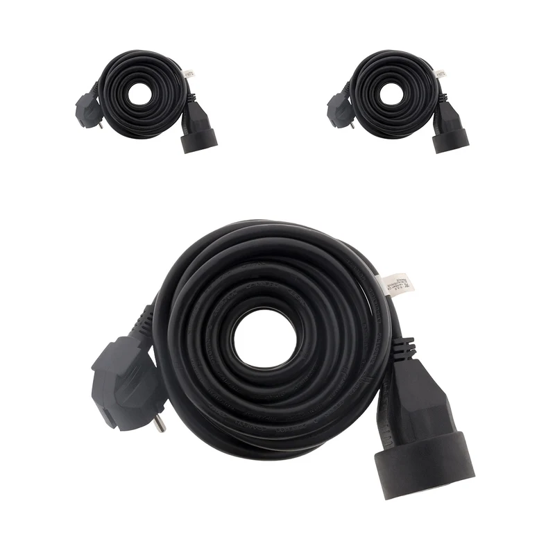 Lot de 3 prolongateurs 16A 2P+T HO5VV-F 3G1,5mm² - Noir 5m - Zenitech